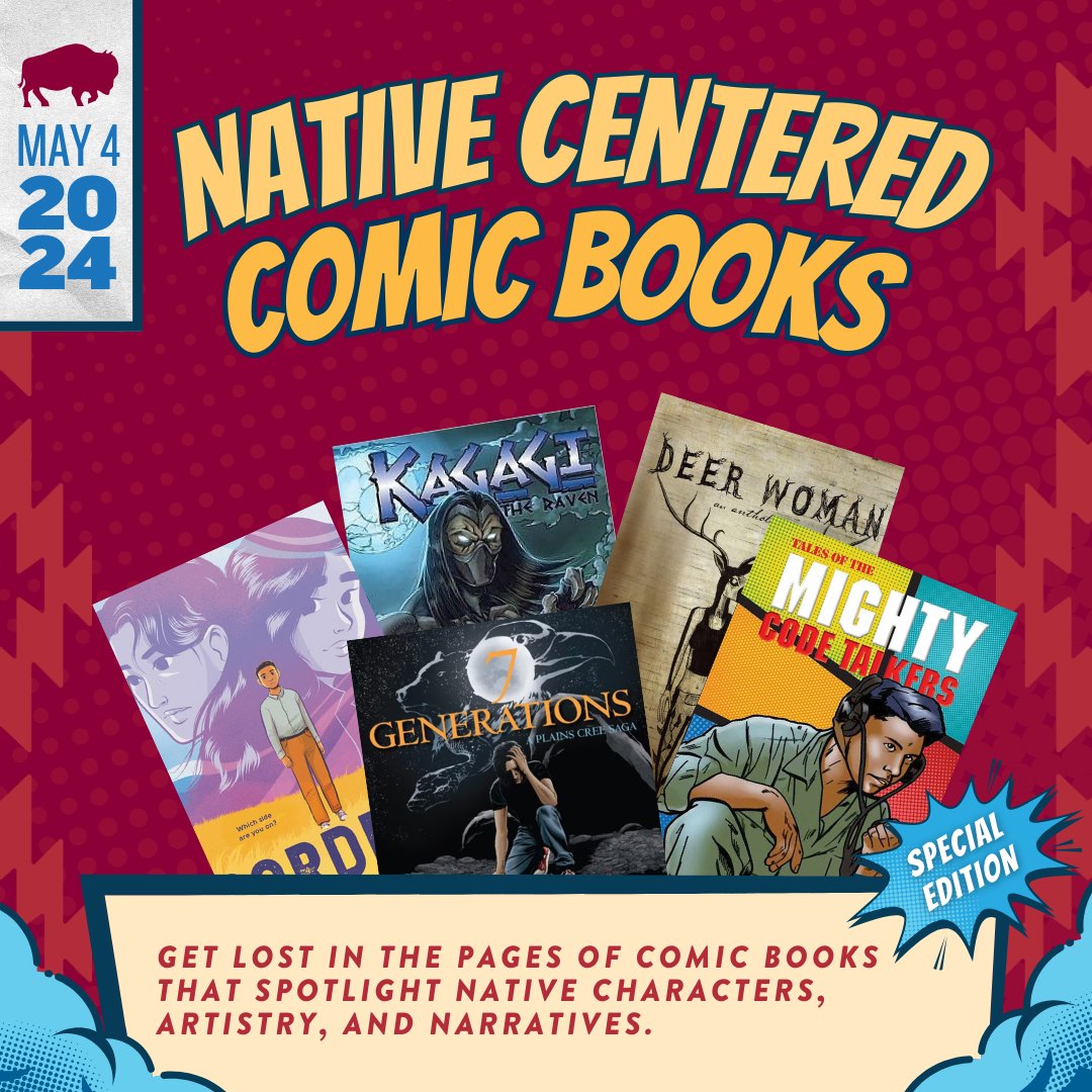 This #NationalFreeComicBookDay, dive into Indigenous comics, where Native stories & characters come to life: 🪶Borders 🪶Kagagi: The Raven 🪶Tales of the Mighty Code Talkers 🪶7 Generations 🪶Deer Woman Immerse yourself in the power & creativity of Native storytelling!