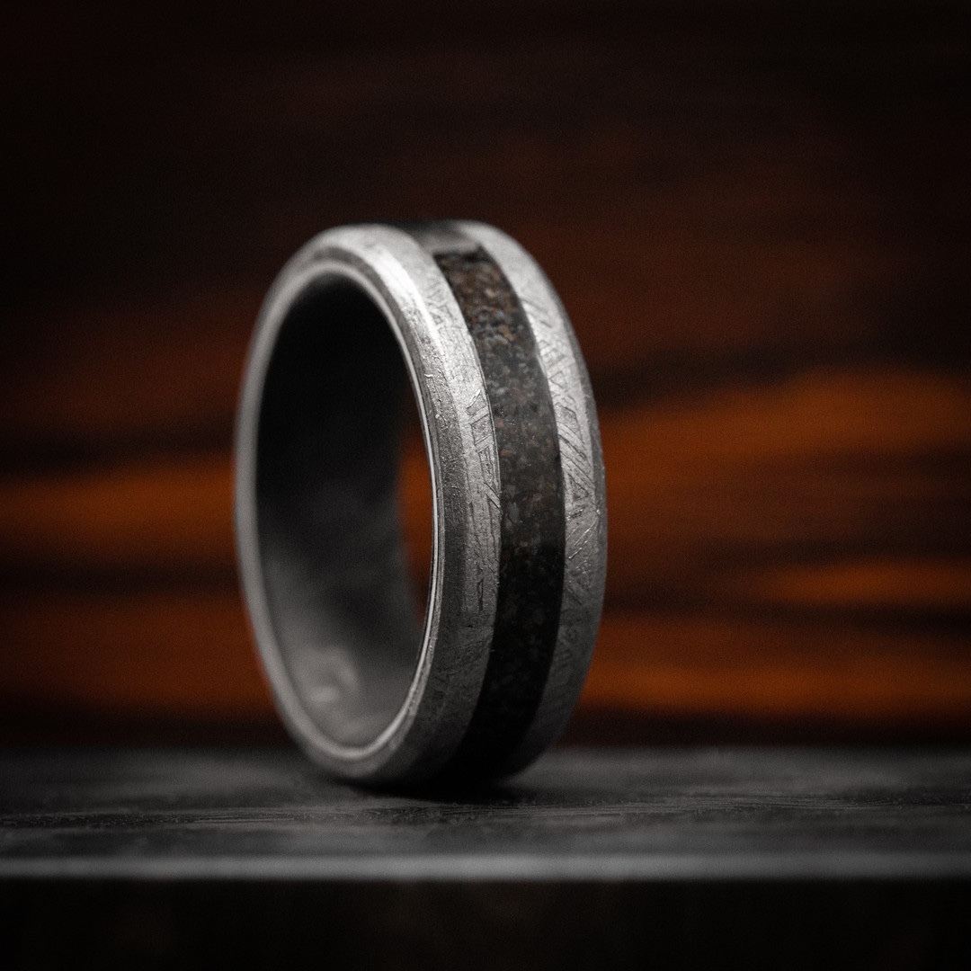 Similar to yesterday, but this time it is Gibeon Meteorite with Black Dinosaur Bone and Forged Carbon Fiber.
.
.
.
#weddingring #weddingrings #customjewelry #customjewellery #customrings #weddingband #weddingbands #mensfashion #mensstyle #mensring #mensrings #revolutionjewelry