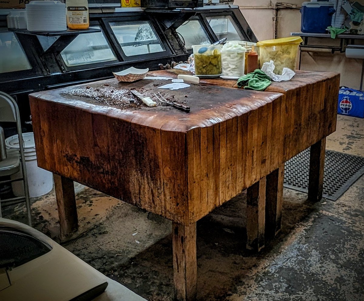 These old cutting tables have a lot of stories in them. At Novasad's in Halletsville