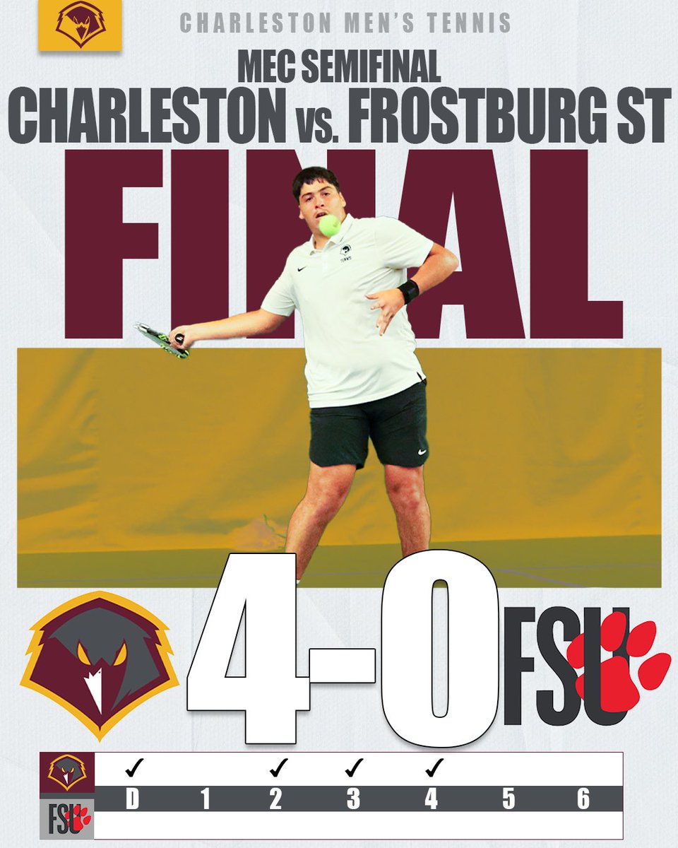 🎾 Charleston advances to the Mountain East Conference Championship 🏆 They await the result of the West Virginia Wesleyan and Fairmont State Semifinal for their opponent tomorrow ‼️ #WingsUp