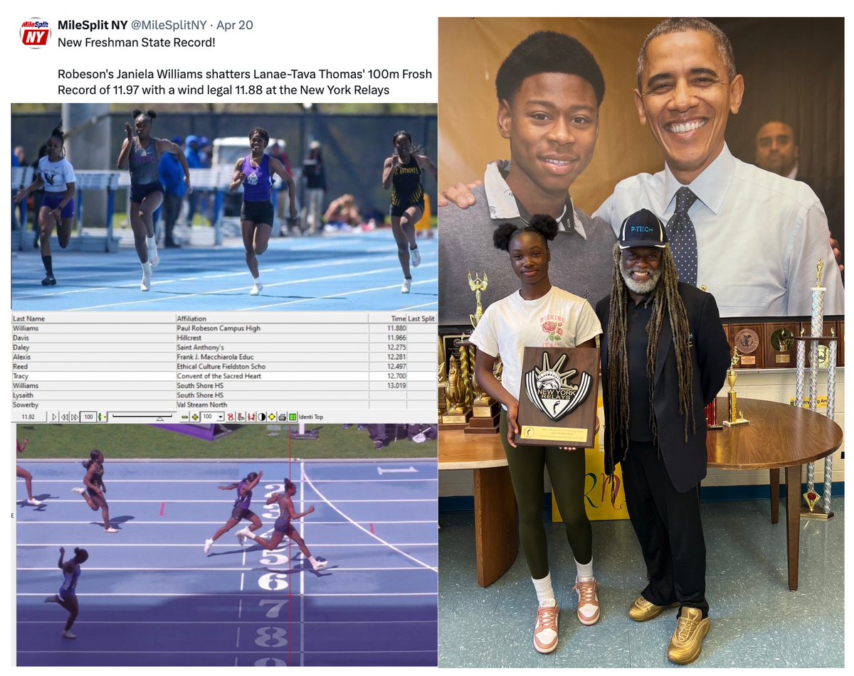 FR Janiela Willliams feels no pressure after setting new 100m record at New York Relays last month April 2024 @NYSPHSAA @nycpsal @MileSplitNY she just enjoys the 100 and 200 #trackandfield #weareptech #skillsbuild #skillsfirst #skills2030 #SaturdayMotivation @milesplit…