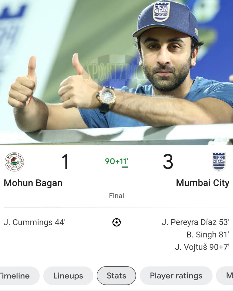 Ranbir Kapoor team #MumbaiCity champion of #ISLFinal ⚽ 2024.