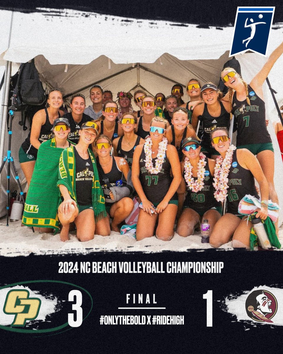 Riding High!! 🏐🐎 @calpolybeach gets the victory over the Seminoles to advance to the semifinals later this morning! #OnlyTheBold x #RideHigh x #NCAABEACHVB