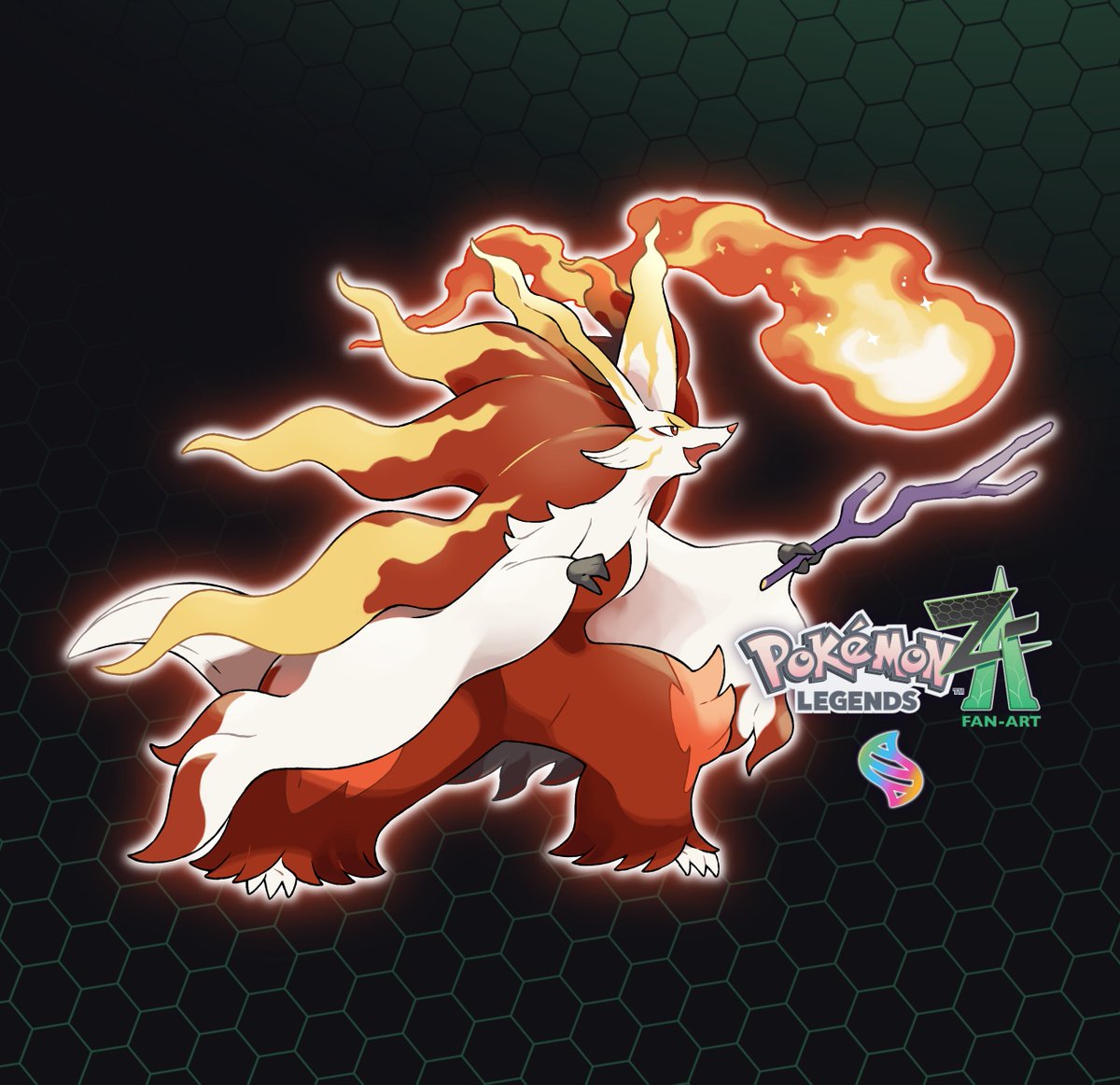 Mega Delphox(Fire/psychic) _ _ _ #PokemonLegendsZA Pokemon Fanart