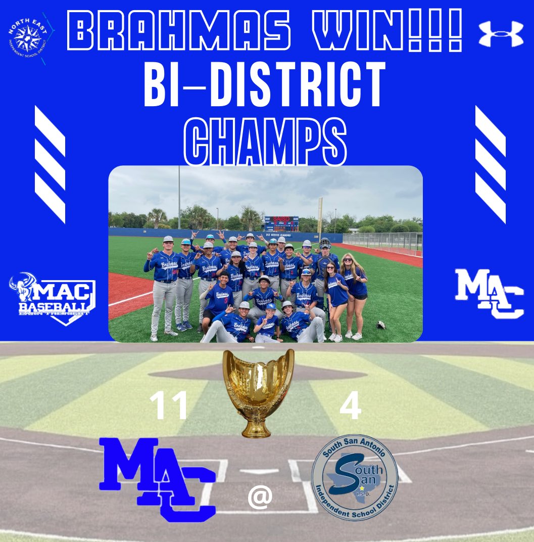 Brahmas advance to the Area round of the UIL baseball state playoffs!!! #EarnTheRight