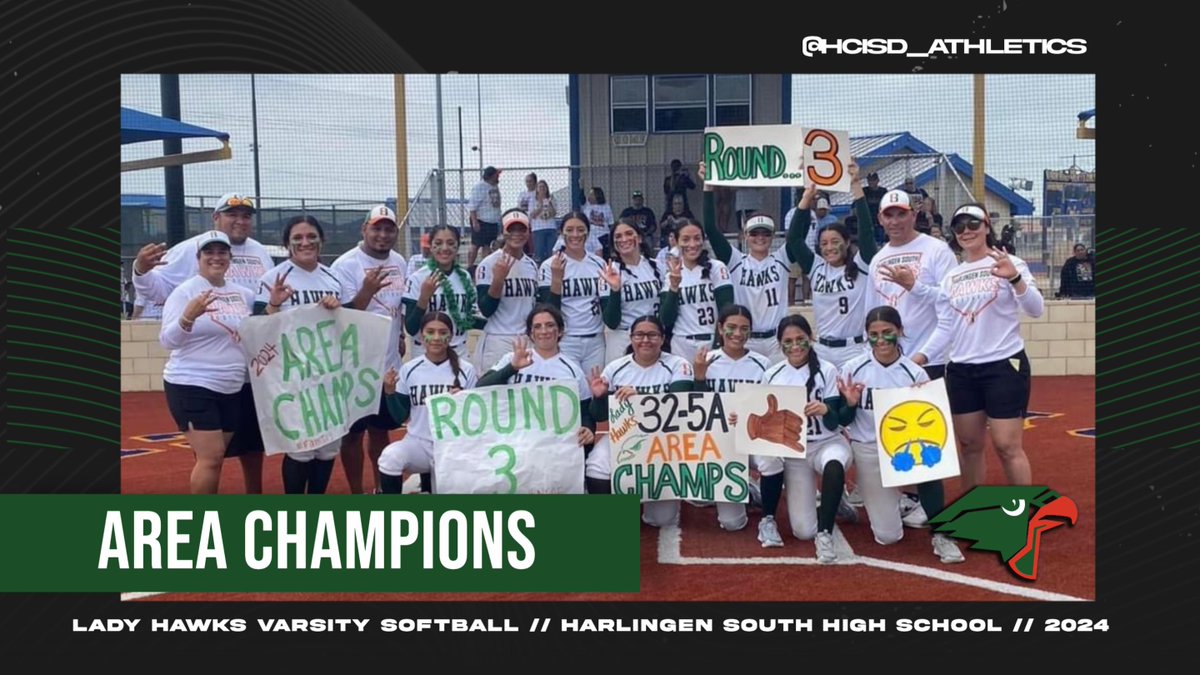 CONGRATULATIONS to the Harlingen South Lady Hawks for capturing the 32-5A Area Title today over Victoria East. Our Lady Hawks will be advancing to the 3rd round, details will be posted shortly...Way to go Lady Hawks!