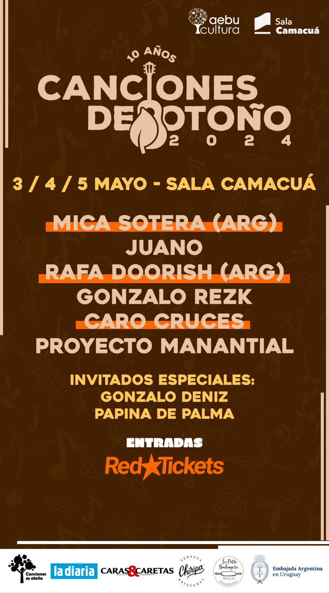 Festival que vuelve a nuestra sala con canciones de autor del Río de la Plata. 
🎫Entradas en venta en <a href="/RedTicketsUY/">RedTickets Uruguay</a>