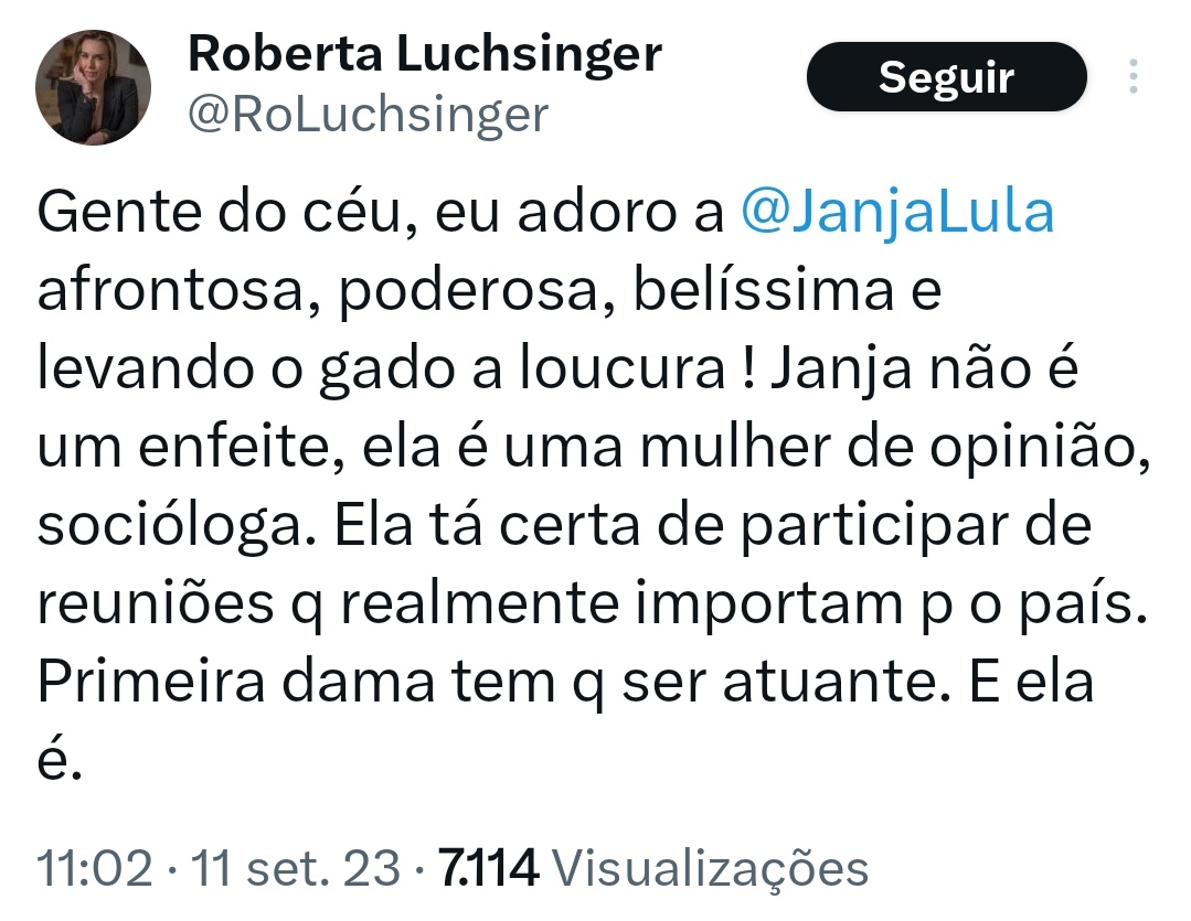 @RoLuchsinger Mas pq vcs gostam de defender a atuação polítique da Janje no governe, mas reclamam quande elu recebe crítiques polítiques sobre as decisões delu?