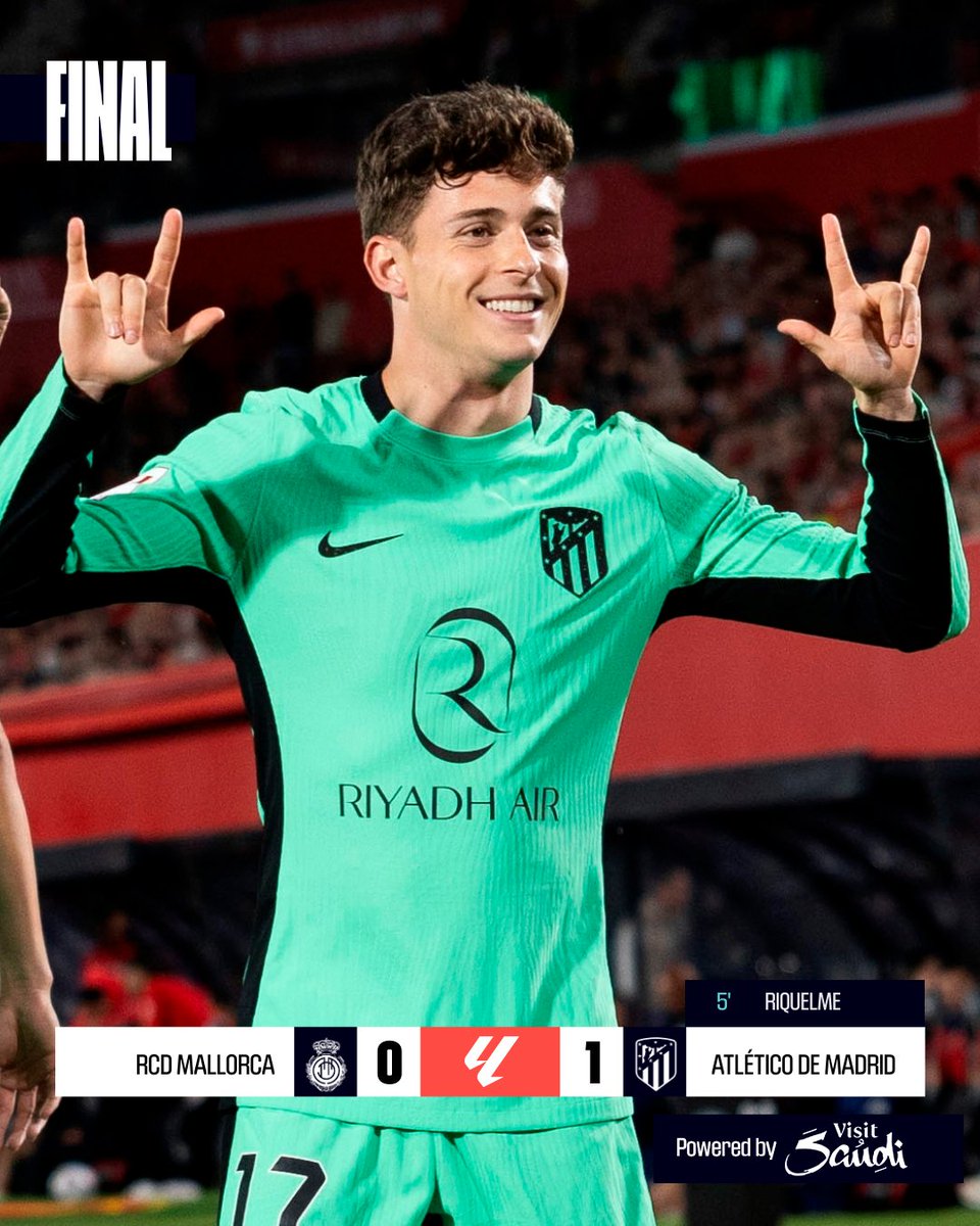 FINAL #RCDMallorcaAtleti 0-1

❤🤍 ¡El tempranero gol de @rororiquelme10 le da la segunda victoria consecutiva al @Atleti en #LALIGAEASPORTS!

#ResultsByVisitSaudi