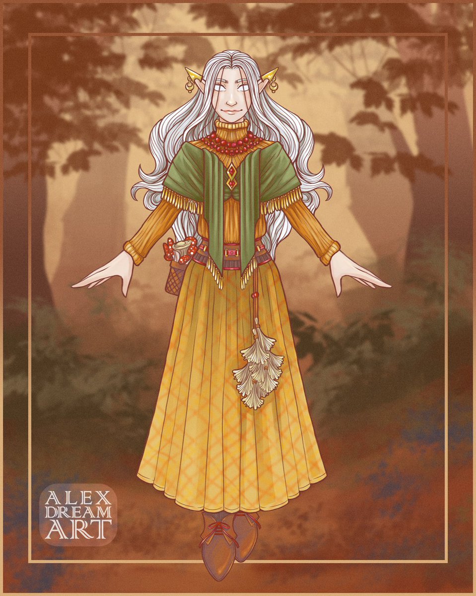 Art made for Riversong. One of my incredible supporters. The night elf character of the same name is a druid and this is 3/4 outfit - autumn theme.