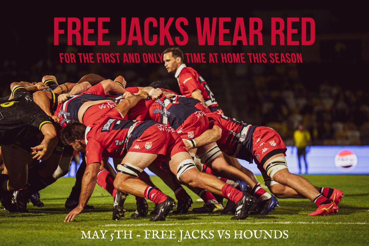 The Free Jacks will be wearing their 2024 Red kits at home for the first and only time in the 2024 regular season this Sunday against the Chicago Hounds. Red jerseys will be on sale for 20% off in the stadium before 11:30AM. Get in early and rep your red Free Jacks gear!