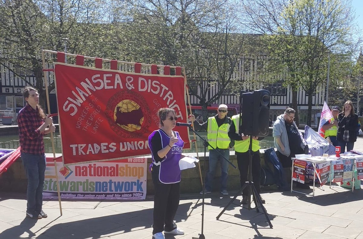 Thanks to all who joined our #mayday rally today - fantastic speakers  from @walestuc @UniteEconomy @unisontheunion @NASUWTCymru @cwu_southwales @GMBWSW and more! ✊🏻