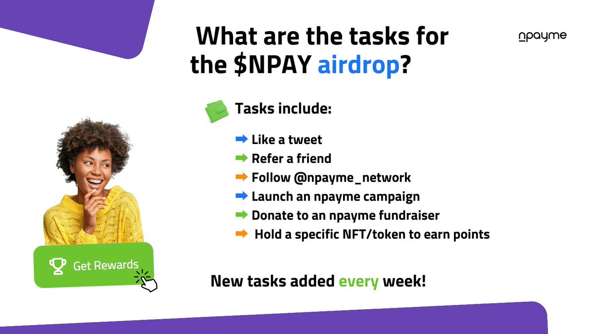 ✅ NEW tasks have been added to the #airdrop 🪂 Earn points by simply liking and retweeting with a 10X multiplier ➡️ npayme.com/airdrop