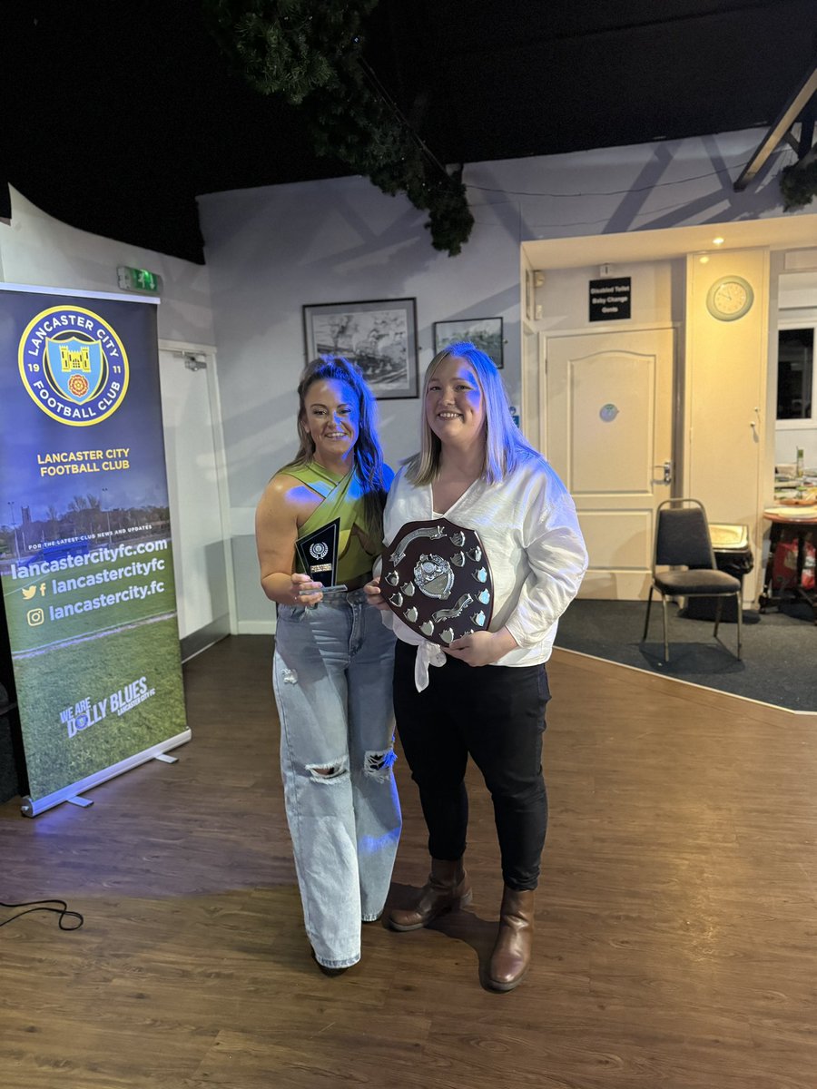 We now move on to the penultimate award of the evening, the Lancaster City Ladies Players Player of the Year award, presented by Kayleigh Young. It’s a clean sweep for Alison Hallam as she claims the Players Player of the Year award!🏆🏆 #OurCity • #COYDB • #ADAW