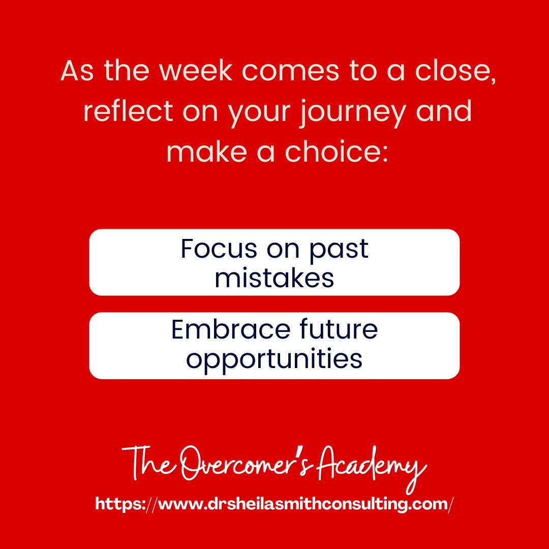 𝐂𝐡𝐨𝐨𝐬𝐞 𝐘𝐨𝐮𝐫 𝐏𝐚𝐭𝐡! 

As the week comes to a close, reflect on your journey and make a choice: 
🅰️ Focus on past mistakes or 
🅱️ Embrace future opportunities. 

Your decision shapes your path forward! 

#Grandmasinbusiness #TheOvercomersAcademy  🔍