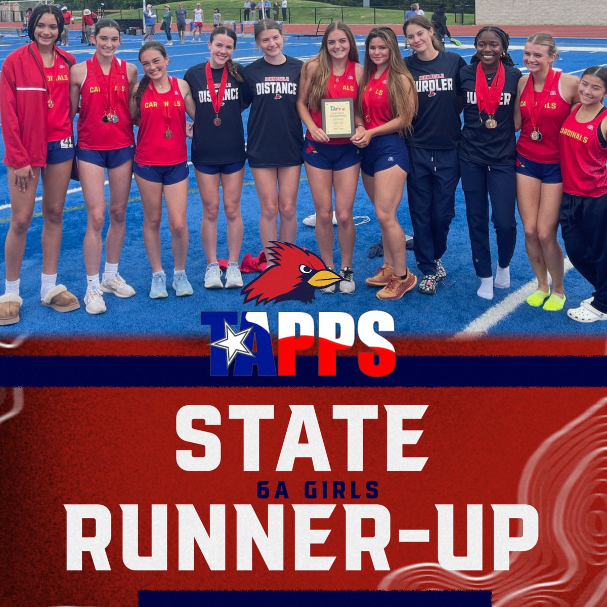 Congratulations to our girls for finishing as TAPPS 6A runner-up! We are so proud of you! @JPIIHS_Track @TAPPS.biz