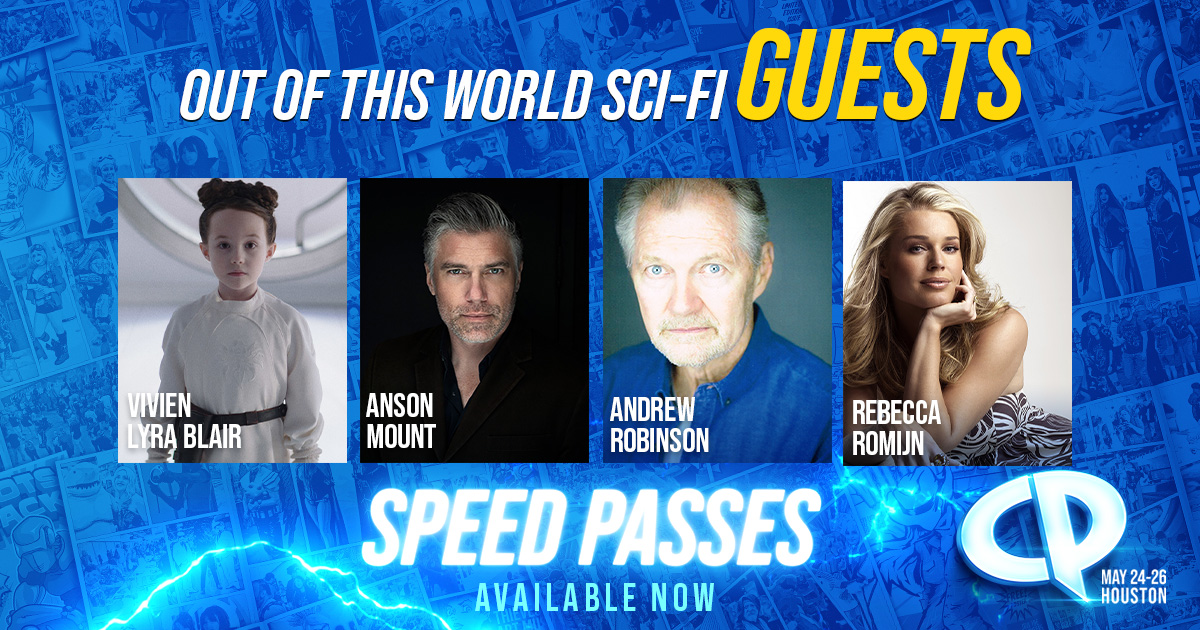 Beam up with your fave Sci-Fi guests at #CP2024! Limited quantities of each speed pass available so purchase fast! 🌟 Enjoy early Exhibit Hall access and VIP perks at guest panels, autographs, and photo ops. Learn more at: bit.ly/3TP55gO Passes: bit.ly/49SmA5P