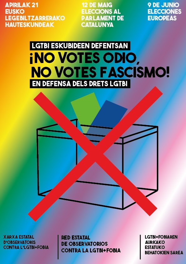 Por la defensa de todos los #DDHH 
❌#StopLGTBIfobia
❌#StopTransfobia
❌#StopXenofobia
❌#StopRacismo
❌#StopAntigitanismo
❌#StopMachismo

El #12M y el #9J vota no votes fascismo 🟢🔵
