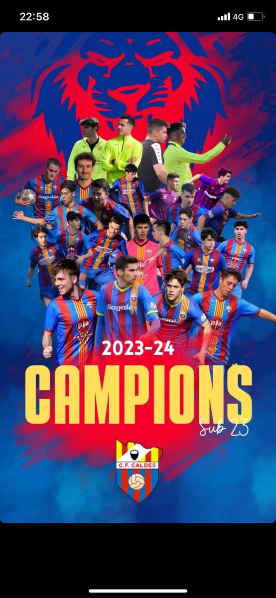 @cfcaldes felicidades al sub 23 del @cfcaldes por el campeonato de liga de 4 catalana grupo 9 Más que merecido !!! A disfrutar 💪⚽️⚽️⚽️