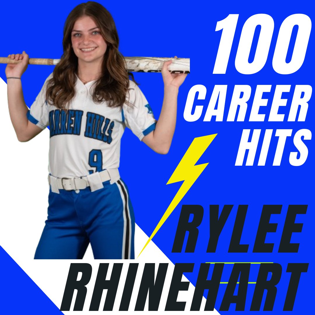 Congratulations to Rylee Rhinehart on her 100 career hit.  Way to go Rylee all that hard work and determination really paid off.  We are so proud of you!  💙⚡️🥎
