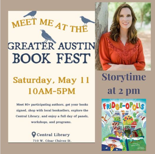 #Austinites! Please join me for the first ever @AustinPublicLib #bookfestival on Sat., May 11! I'll be downtown at the Central Library for a fun #FRIDGEOPOLIS #storytime at 2 pm & #booksigning. #GABFestAPL #austin #bookfestival #library #libraries #kidlit #picturebooks