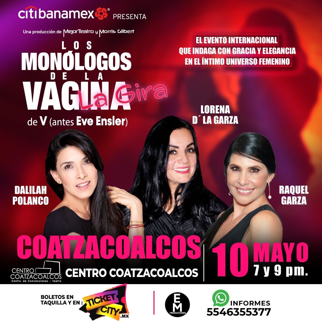 ¡No lo olvides! Para que celebres este #DíaDeLasMadres este 10 de mayo hay función de #LosMonólogosDeLaVagina en Coatzacoalcos, Veracruz. ¡No faltes!

📍 #CentroCoatzacoalcos
💋 Viernes 10 de mayo 
⏰ Funciones 7 y 9 p.m.
🎟️ bit.ly/CoatzacoalcosL…