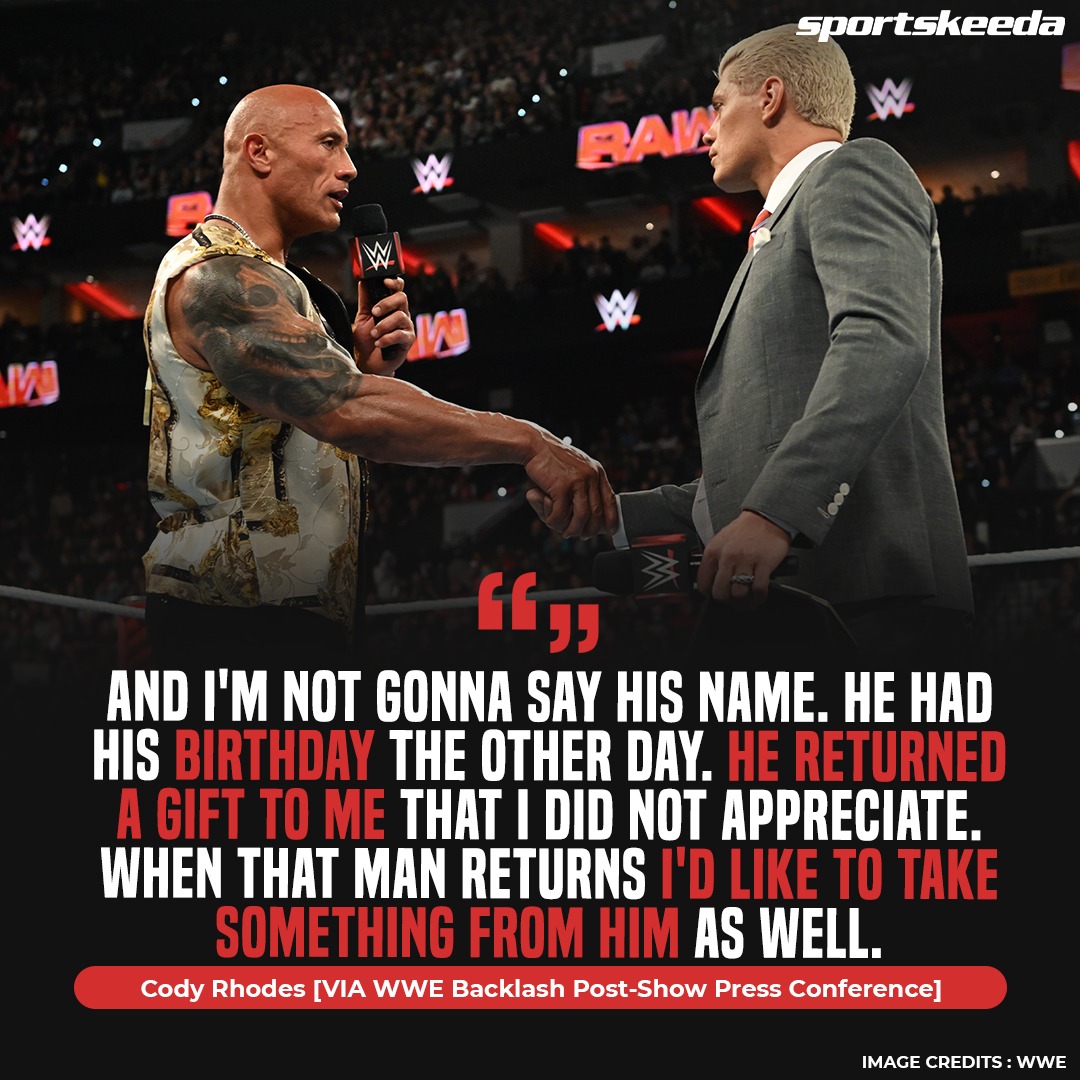 #CodyRhodes shares the thoughts in his mind when asked about #TheRock! #WWE #WWEBacklash