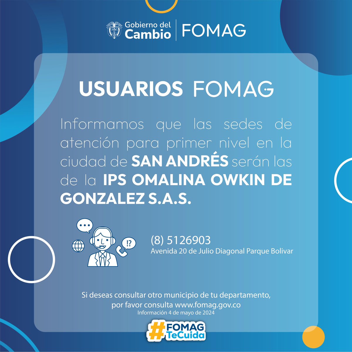 ¡Atención usuarios de FOMAG en Ibagué, Neiva, Santa Marta y San Andrés. Ya puedes encontrar tus servicios de primer nivel en las siguiente sedes. Tu salud es nuestra prioridad. #FomagTeCuida