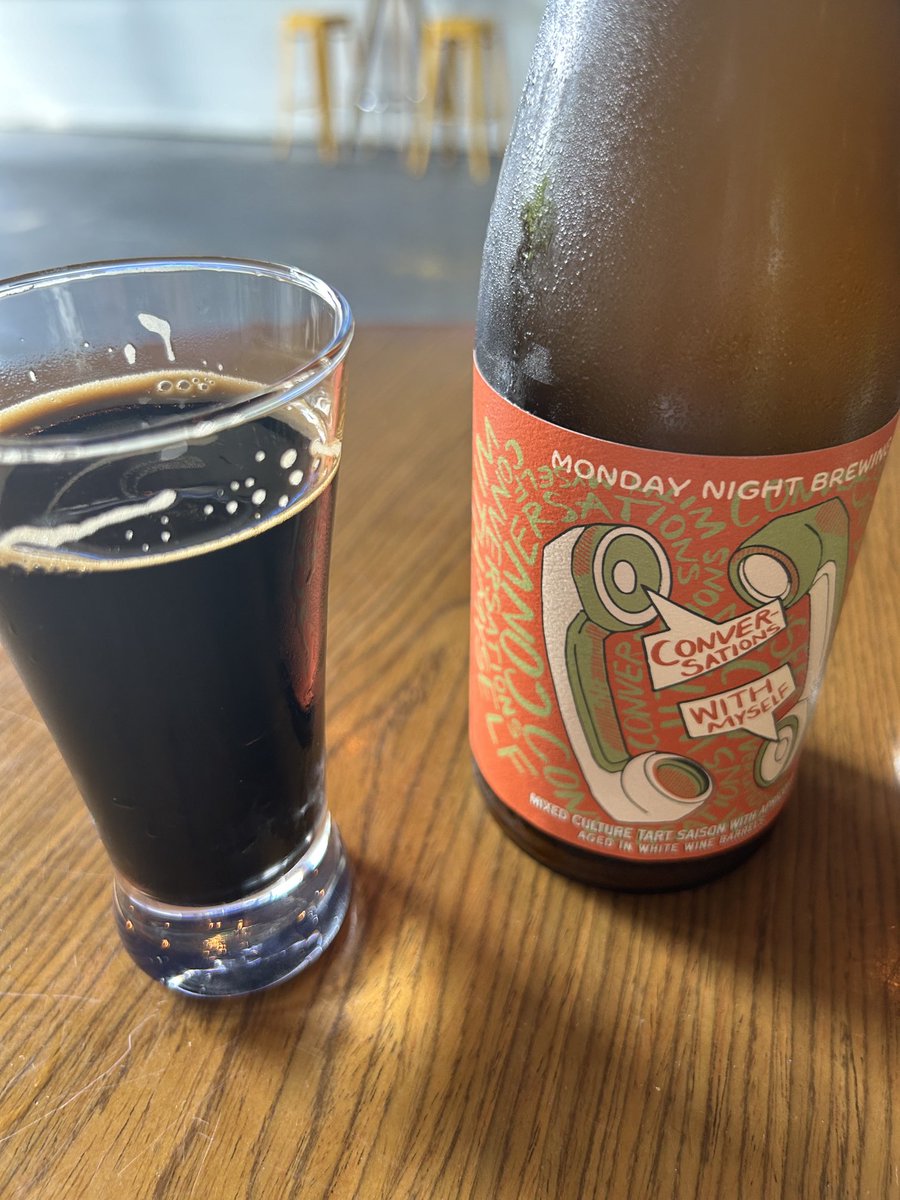 When I drive across I-20 through #Atlanta , I always try to hit ⁦@MondayNight⁩ Garage - their experimental site with great #pizza .  Latest situational ethics #stout - sherry casked cherry - thank you very much! Picked up an #apricot saison to go. #stouturday #craftbeer