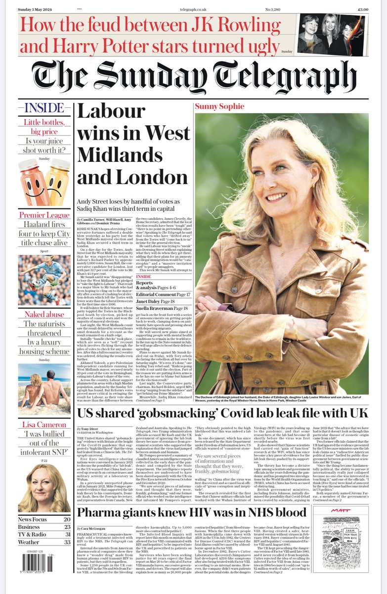 Our Sunday ⁦@Telegraph⁩ p1