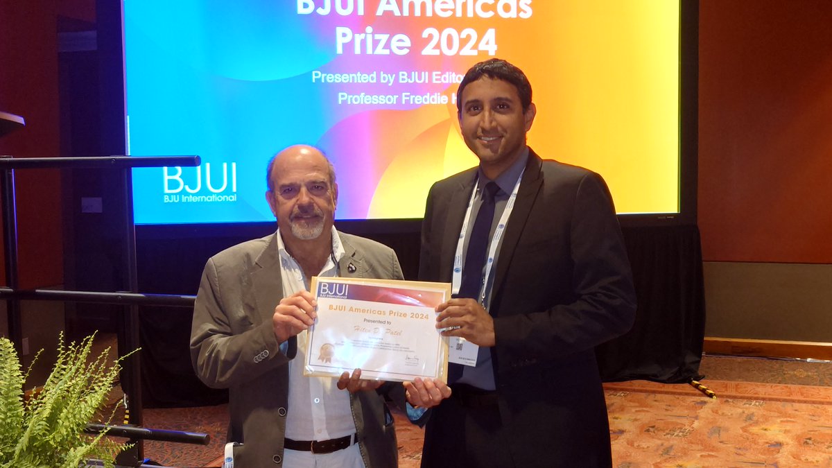 Winner of the 2024 #BJUIAmericasPrize at #AUA24 is @HitenDPatel for his role on the BJUI Paper 'A prostate biopsy risk calculator based on MRI: development and comparison of the PLUM and PBCG risk calculators' Read it here doi.org/10.1111/bju.15…