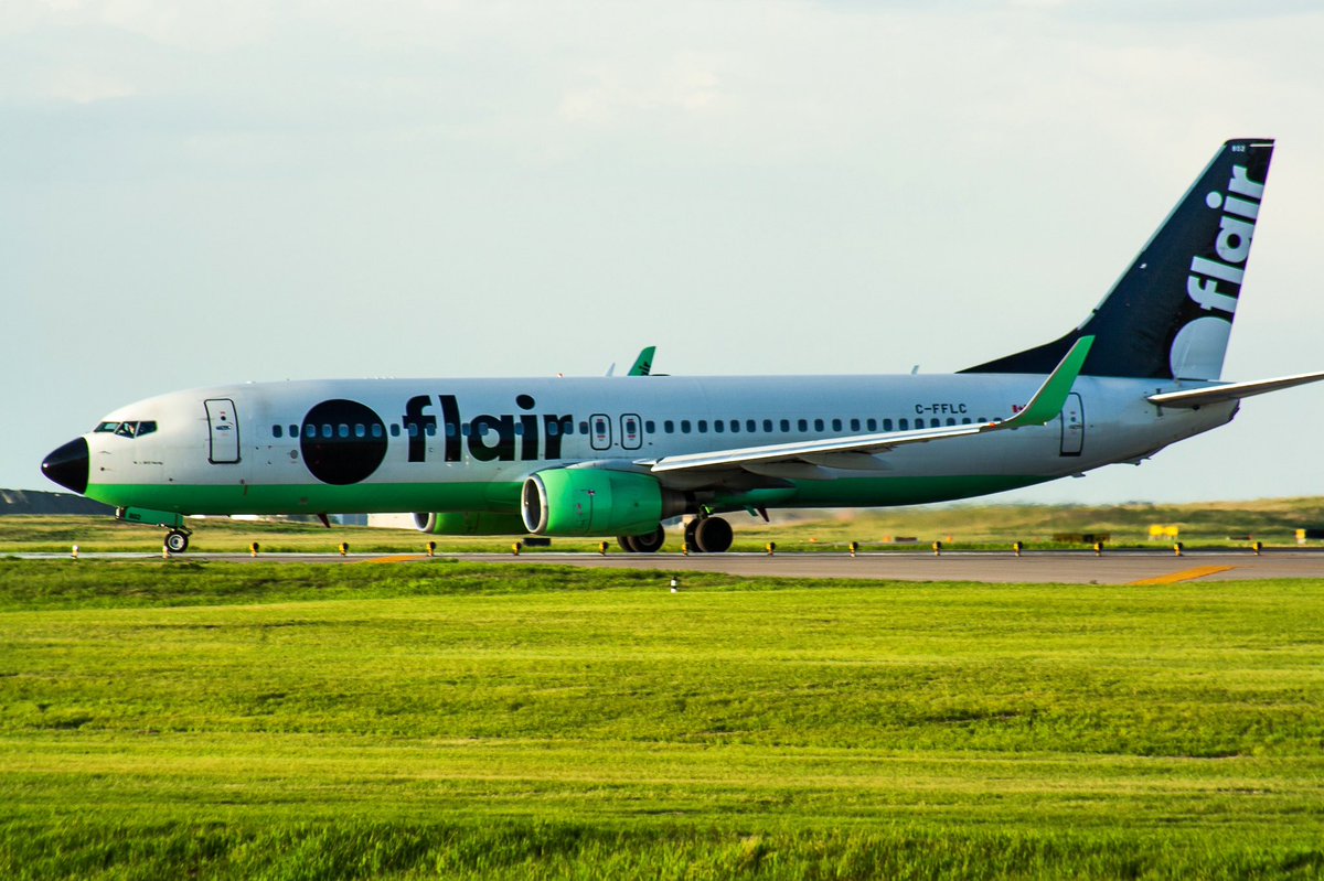 Flair Airlines Boeing 737-800 reg. C-FFLC holding short of runway 35L at CYYC #yyc #avgeek #aviation #aviationlovers #aviationphotography #aviationdaily #planespotter #planespotting #photography