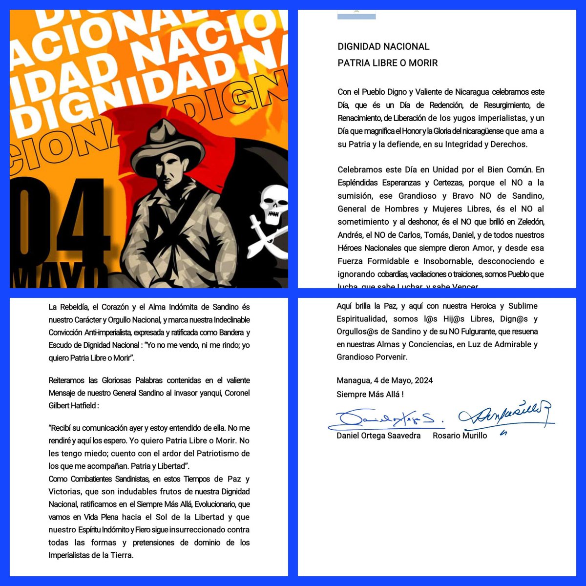 💥🇳🇮Con el Pueblo Digno y Valiente de Nicaragua Celebramos este Día, que és un Día de Redención, de Resurgimiento, de Renacimiento, de Liberación de los yugos imperialistas, y un Día que magnifica el Honor y la Gloria del nicaragüense q ama a su Patria #SoberaníayDignidadNacional