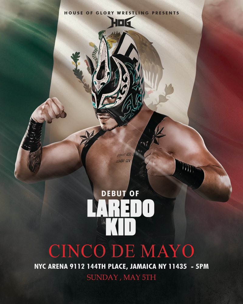 24 hours away! #CincoDeMayo NYC Arena AAA Worldwide & TNA Star @Laredokidpro1 makes his HOG debut! Watch live on @FiteTV or be there live! ⬇️ tickettailor.com/checkout/view-…