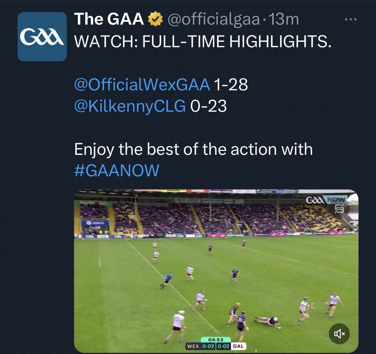 Wexford doing the double, beating Kilkenny and Galway on the same day.