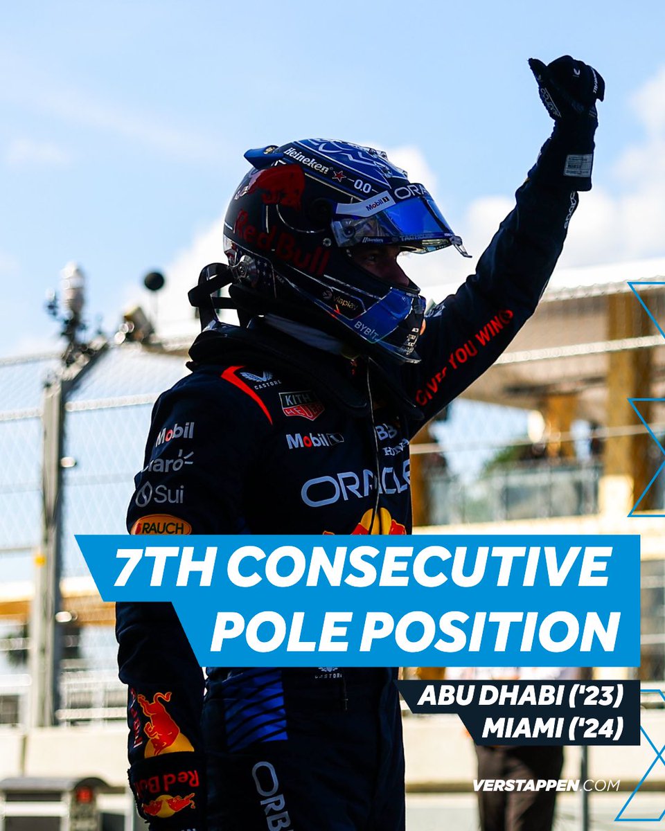 😳 Max clinched his 7th consecutive pole position at the #MiamiGP