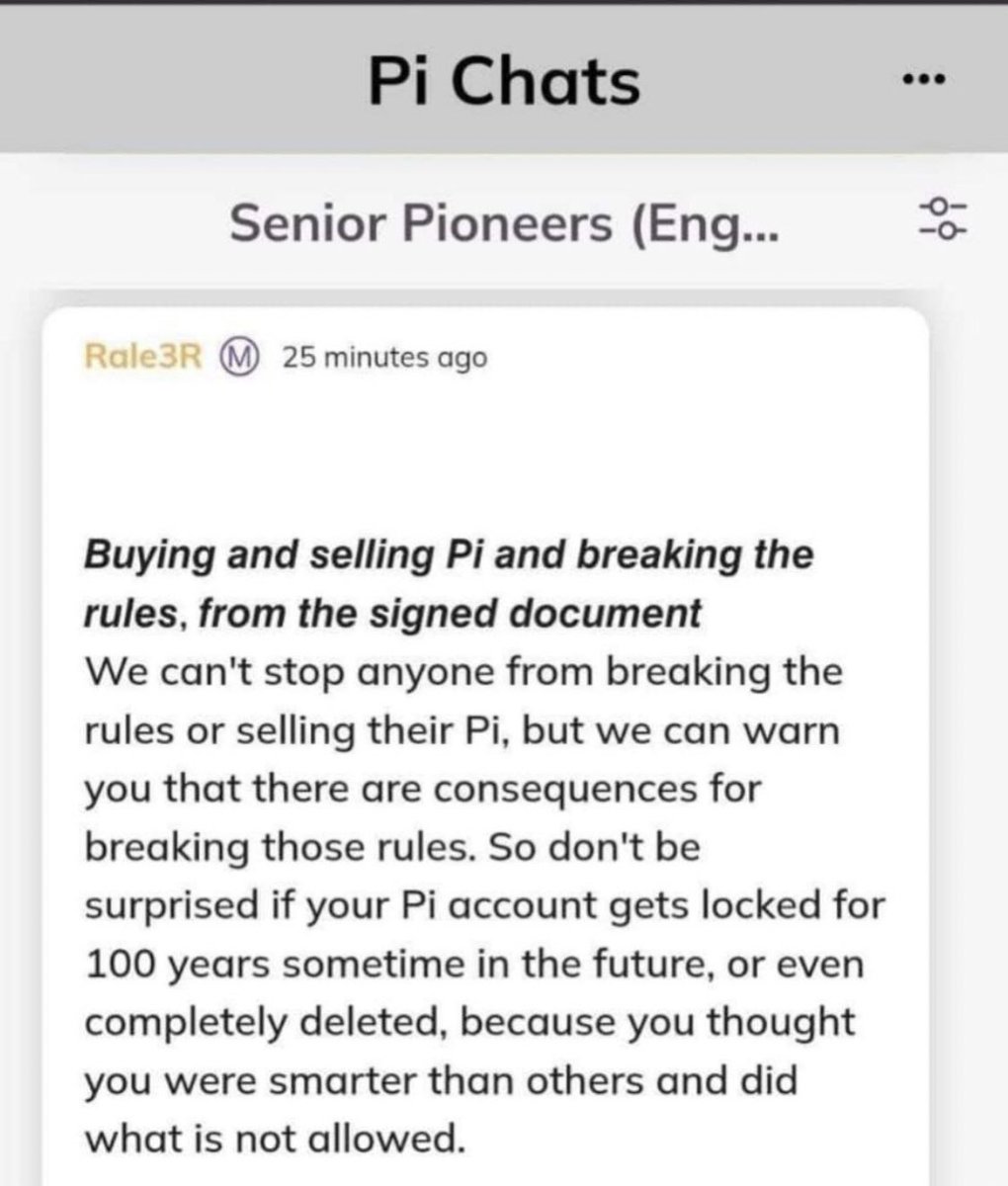 ⛔️Warning: Buying or selling Pi and violating rules may lead to account suspension for up to 100 years or permanent deletion. @PiCoreTeam