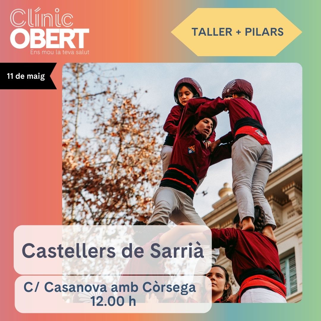 Si dissabte vinent voleu veure #castells en plena Esquerra de l’Eixample esteu de sort perquè els Castellers de Sarrià oferiran un taller en el marc del #CLÍNICOBERT  Vine a provar de fer castells i admirar els pilars que ens faran! ➕ Info 👉 tinyurl.com/yzf6d2tw