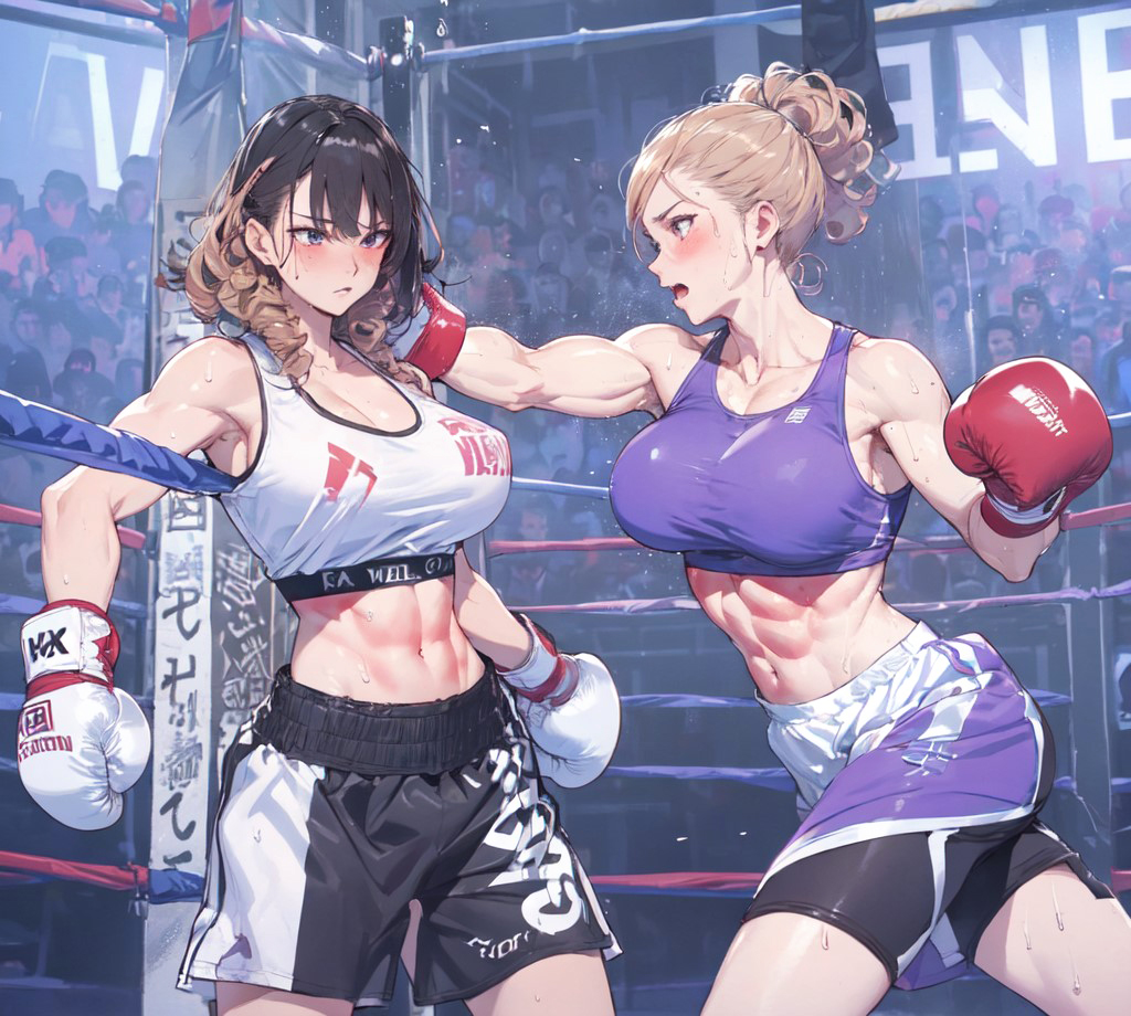 She is strong but now its my chance to finish her! #femaleboxing #strongwomen #AIart #AIArtistCommunity #aiartcommunity #AIArtwork #AIArtGallery #AIイラスト #FemaleFighting #AIgirl #animegirl #stronggirl #mixedboxing #musclegirl #femaleko #boxingfemale