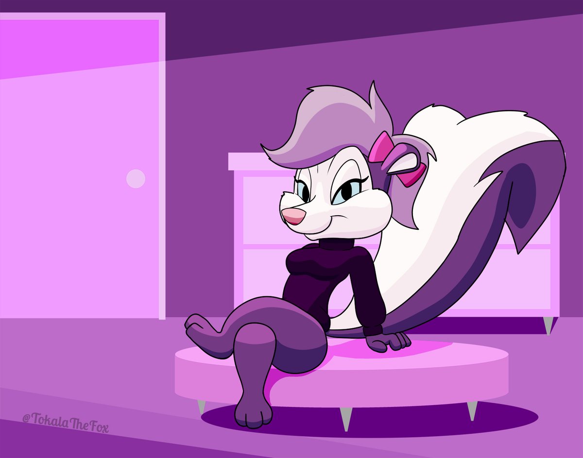 Felt like drawing Fifi again. She's simple, cute and fun to draw. I need to draw backgrounds more often.

#tinytoons #fifilafume #skunk #furry #cartoon #fanart