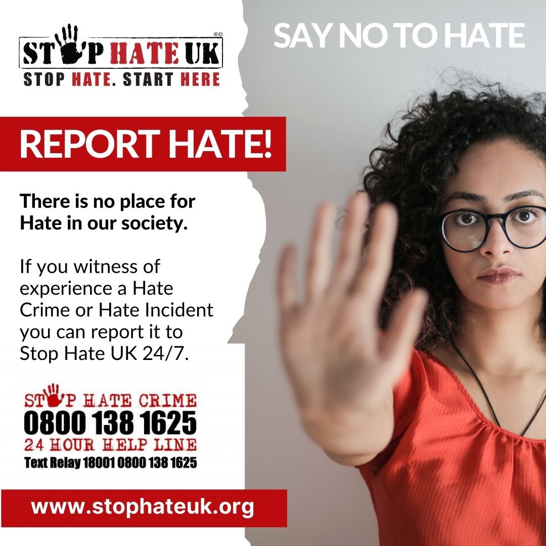 Our 24/7 #Helpline is available over this bank holiday weekend. We take reports/ offer support for all #hate motivated offences including disability, religion/faith, sexual orientation & transgender identity. See link for where services are available stophateuk.org/report-hate-cr…