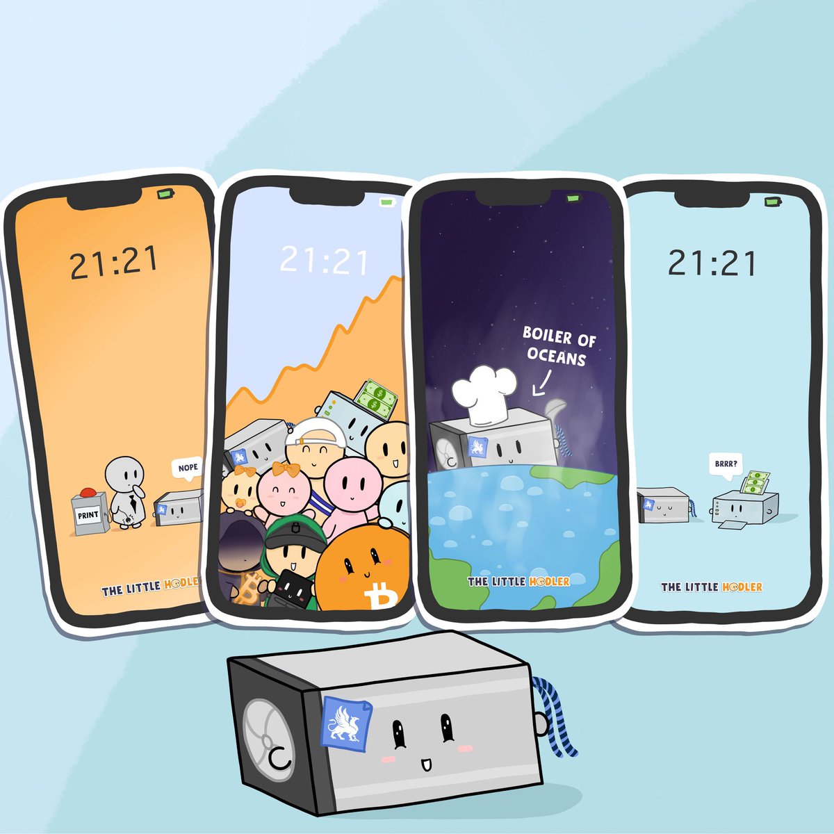 Free stuff! 🎁 I made new phone wallpapers for #LittleMiner and several other #LittleHODLer characters. Download them here: ➡️ thelittlehodler.com/phone-wallpape…