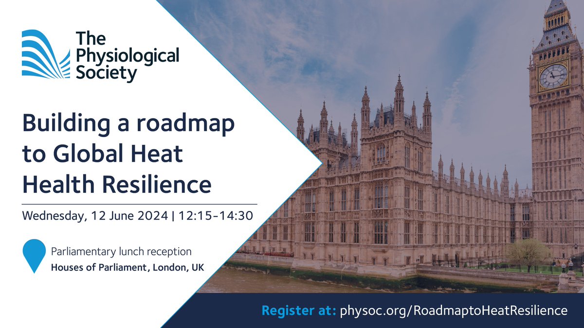 Join us for a lunch reception on 12 June, and help bring #physiology into @UKParliament! Network, meet MPs and hear about new research in the area of #Physiology, heat health and the impact of #ClimateChange. Find out more and register here ➡️ buff.ly/4drG0jY