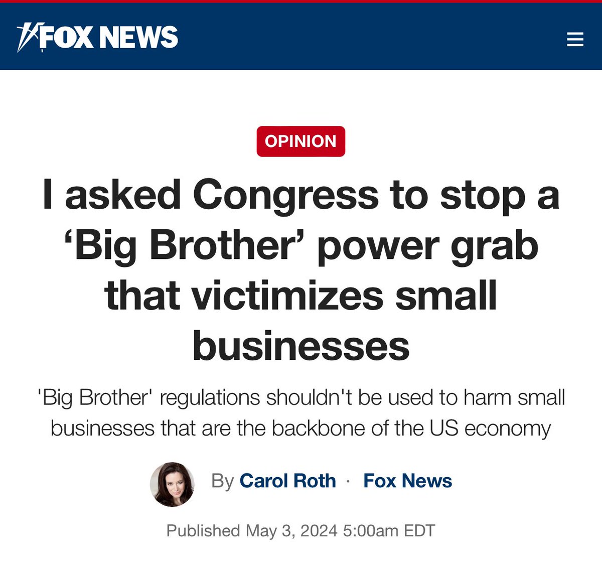 🚨 “The CTA BOI rule was brought about in the name of combating financial crimes, yet it exempts all kinds of businesses, including big businesses that have at least 20 employees and $5 million of revenue, leaving the burden squarely on small businesses.” Thank you for your…