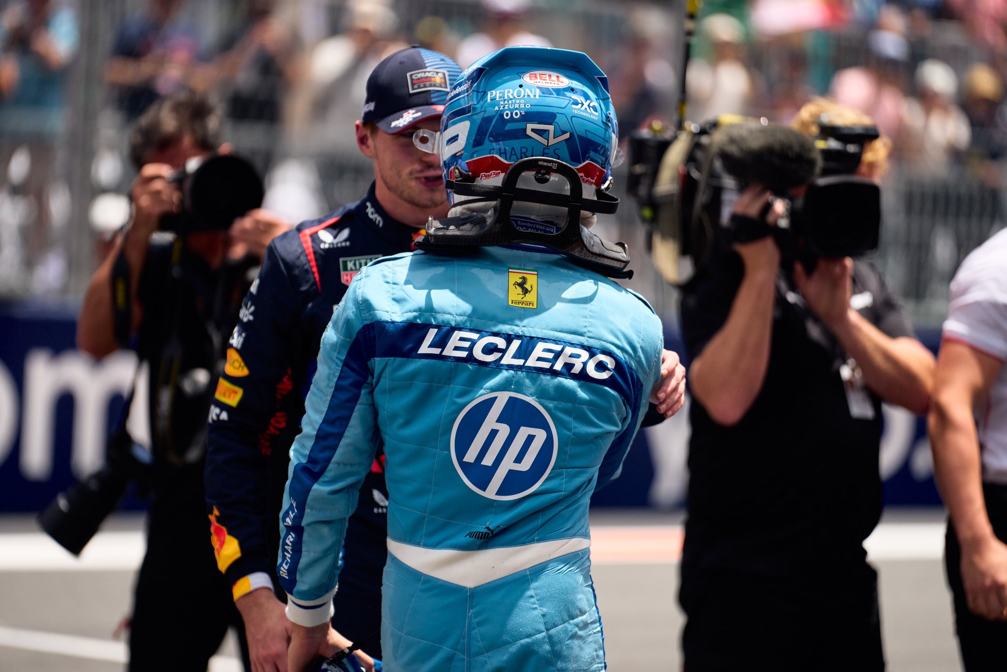 Featuring Sprint Race winner Max Verstappen (Red Bull), P2 Charles Leclerc (Ferrari) and P3 Sergio Perez (Red Bull).