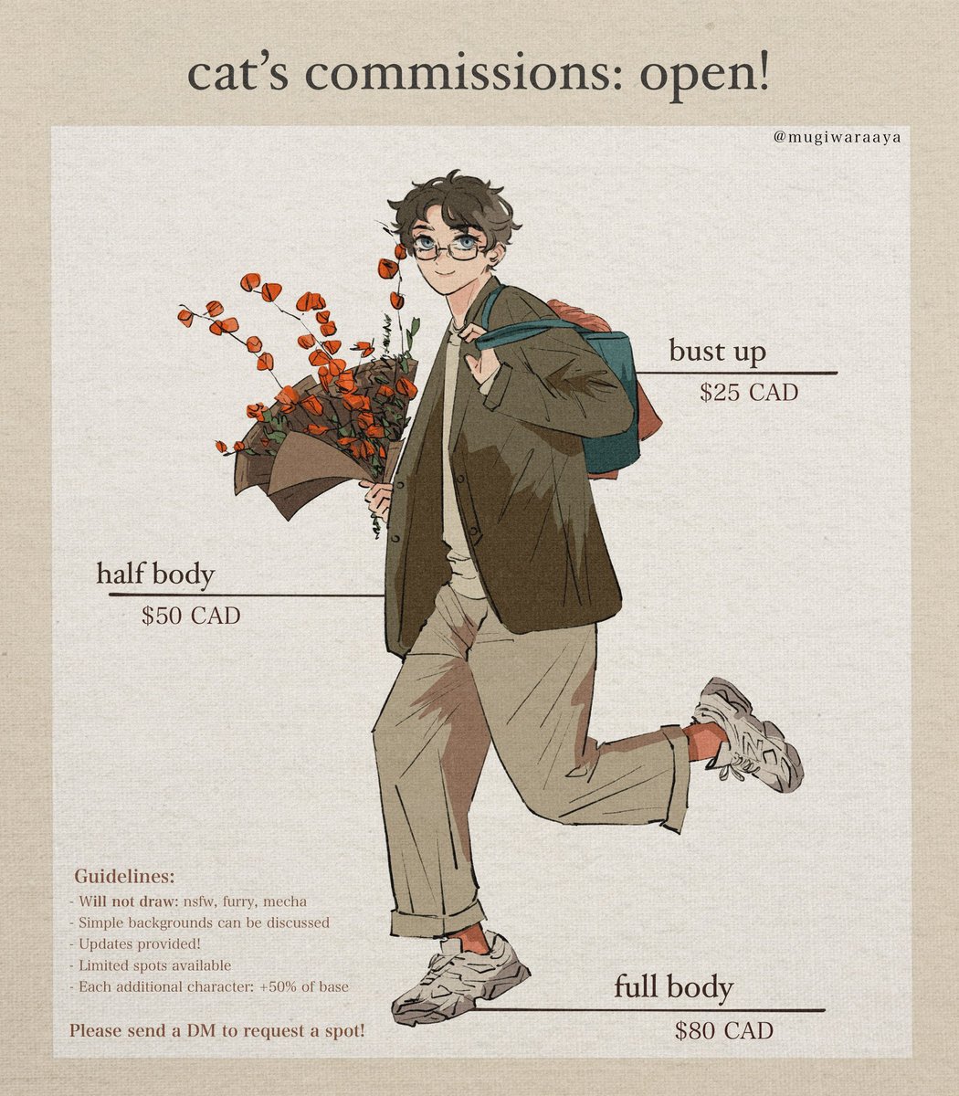 here’s my commission sheet! comms open 🌸