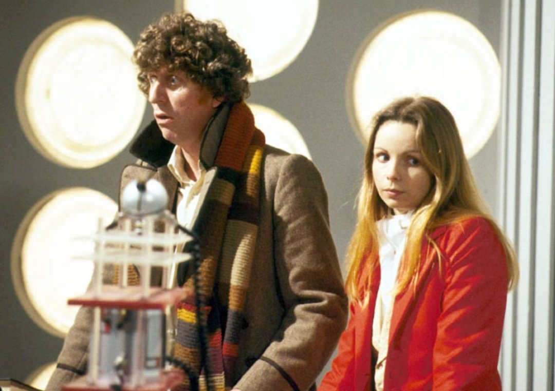 Tom Baker and Lalla Ward during 'The Horns of Nimon'. #TomBaker #DoctorWho #FourthDoctor