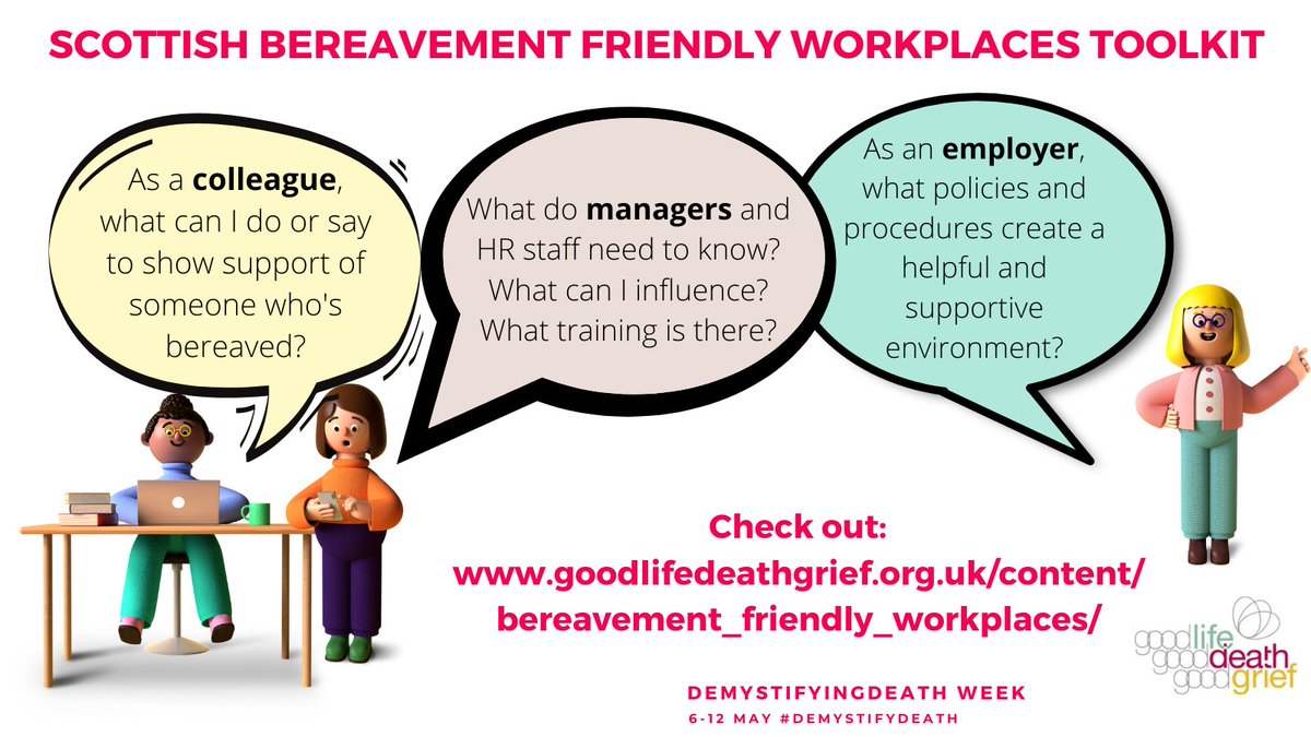 Is your workplace doing what it can to support grieving staff? Check out the Bereavement Charter Mark for Employers in Scotland – the accompanying resources guide employers on supporting bereaved employees. goodlifedeathgrief.org.uk/content/bereav… #BecauseGriefMatters #DemystifyDeath