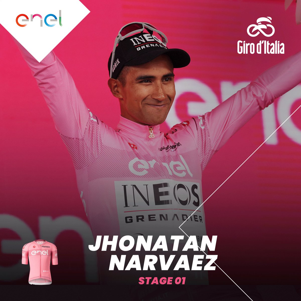 👕 The jerseys after Stage 1️⃣ : 💗 🇪🇨 @NarvaezJho (IGD) #GirodItalia | @EnelGroupIT