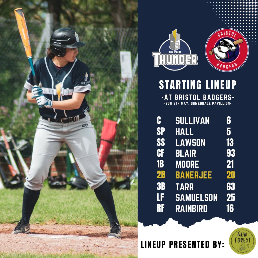 With last week’s intended season opener rained out, here’s how your AAA New Forest Thunder are lining up for our first game of the season at @BristolBaseball 

#baseball #britishbaseball #newforest #hampshire